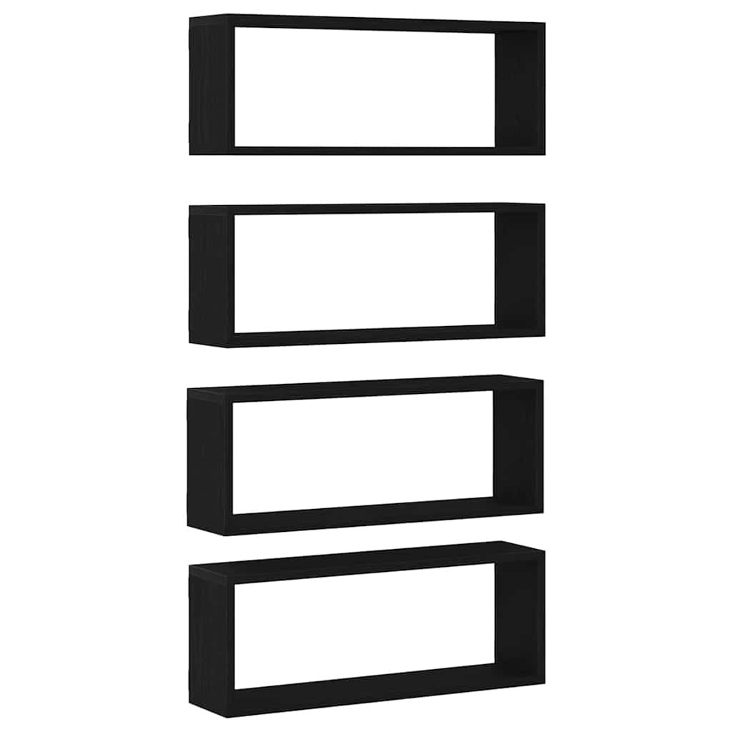 Ράφια Τοίχου με ράφι Επιτοίχιο 4 pcs Μαύρη Οξυά 60 x 15 x 23 cm - Pakobazaar