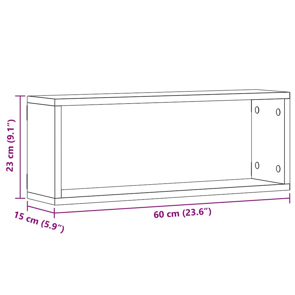 Ράφια Τοίχου με ράφι Επιτοίχιο 4 pcs Μαύρη Οξυά 60 x 15 x 23 cm - Pakobazaar