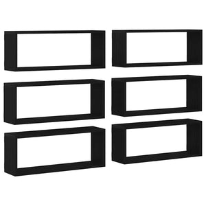 Ράφια Τοίχου με ράφι Επιτοίχιο 6 pcs Μαύρη Οξυά 60 x 15 x 23 cm - Pakobazaar