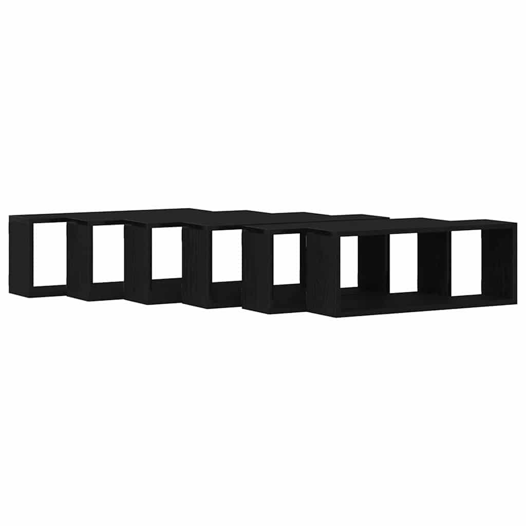 Ράφια Τοίχου με ράφι Επιτοίχιο 6 pcs Μαύρη Οξυά 60 x 15 x 23 cm - Pakobazaar