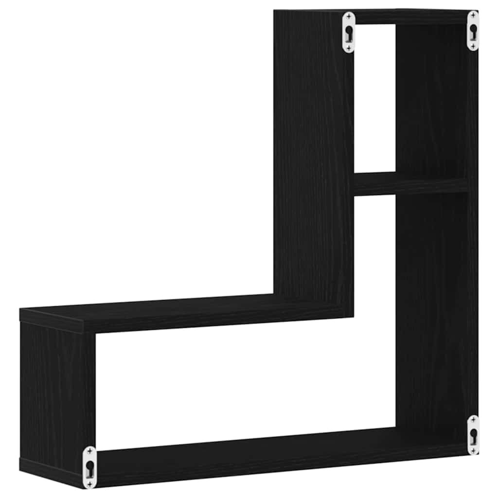 Ράφι Τοίχου 2 pcs Μαύρη Οξυά 50 x 15 x 85 εκ Επεξεργασμένο ξύλο - Pakobazaar