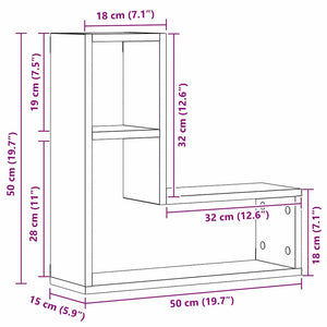 Ράφι Τοίχου 2 pcs Μαύρη Οξυά 50 x 15 x 85 εκ Επεξεργασμένο ξύλο - Pakobazaar
