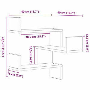 Ράφι Τοίχου Επιτοίχιο 2 τμχ. Μαύρη Οξυά 40 x 40 x 49,5 εκ.