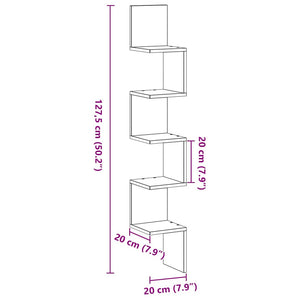 Γωνιακό ράφι Επιτοίχιο Μαύρη Οξυά 20 x 20 x 127,5 cm