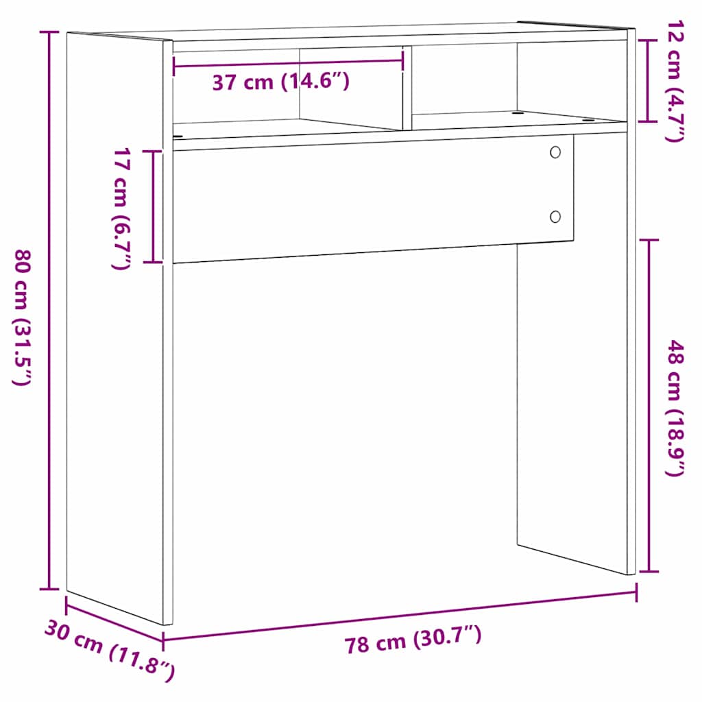 Τραπέζι κονσόλας Μαύρη Οξυά 78 x 30 x 80 εκ. Επεξεργασμένο ξύλο