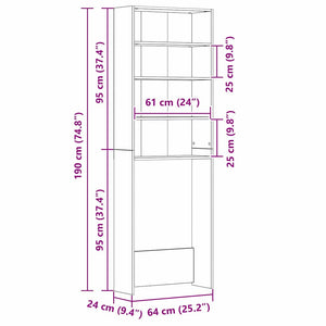 Ντουλάπα Πλυντηρίου Μαύρη Οξυά 64 x 24 x 190 εκ - Pakobazaar