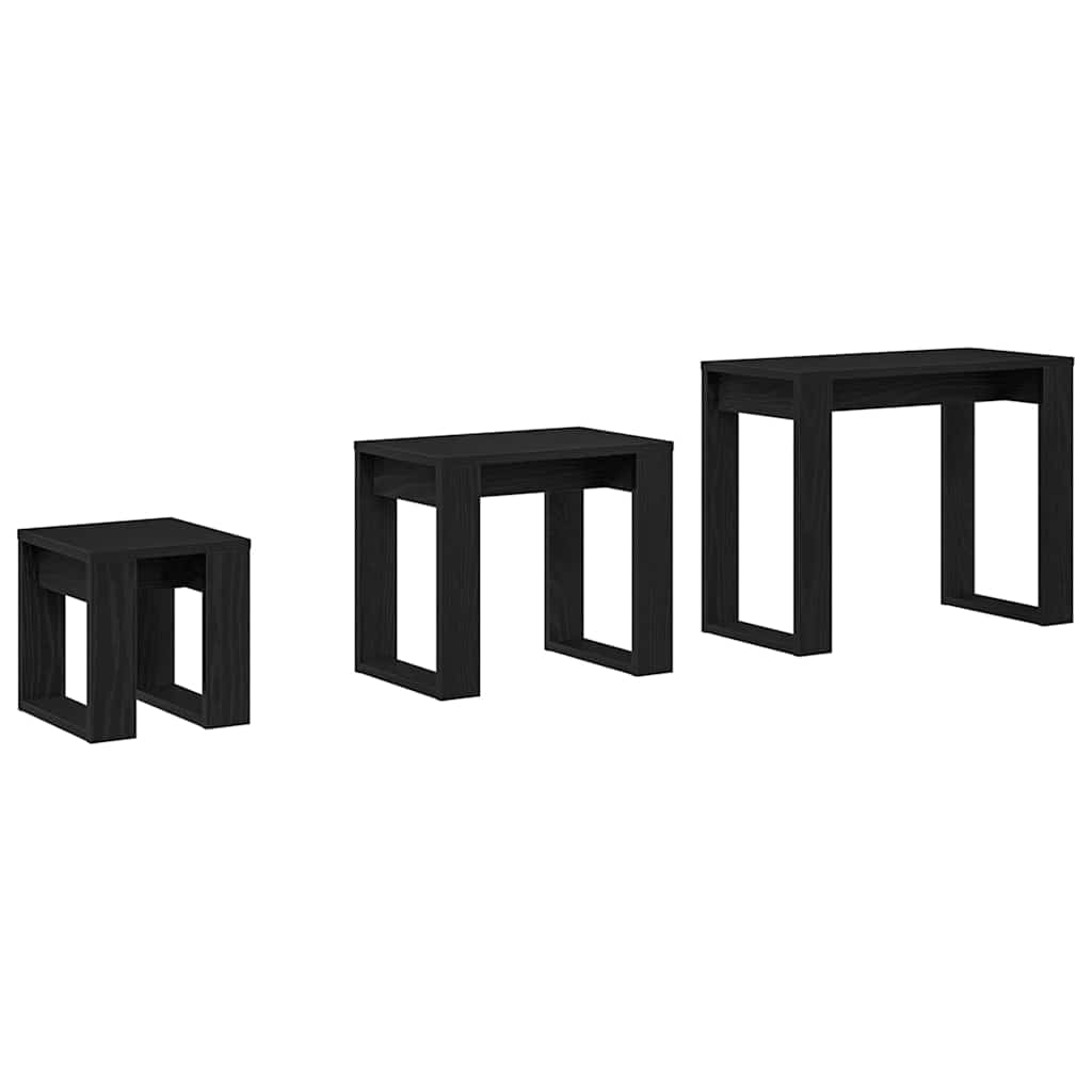 Ένθετα τραπέζια 3 pcs Μαύρη Οξυά Επεξεργασμένο ξύλο - Pakobazaar