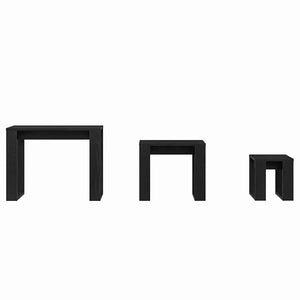 Ένθετα τραπέζια 3 pcs Μαύρη Οξυά Επεξεργασμένο ξύλο - Pakobazaar