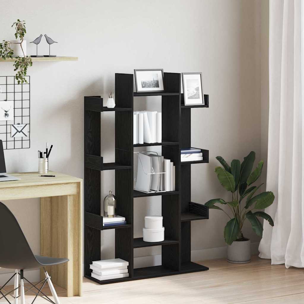 Βιβλιοθήκη Μαύρη Οξυά 86 x 25,5 x 140 εκ Επεξεργασμένο ξύλο