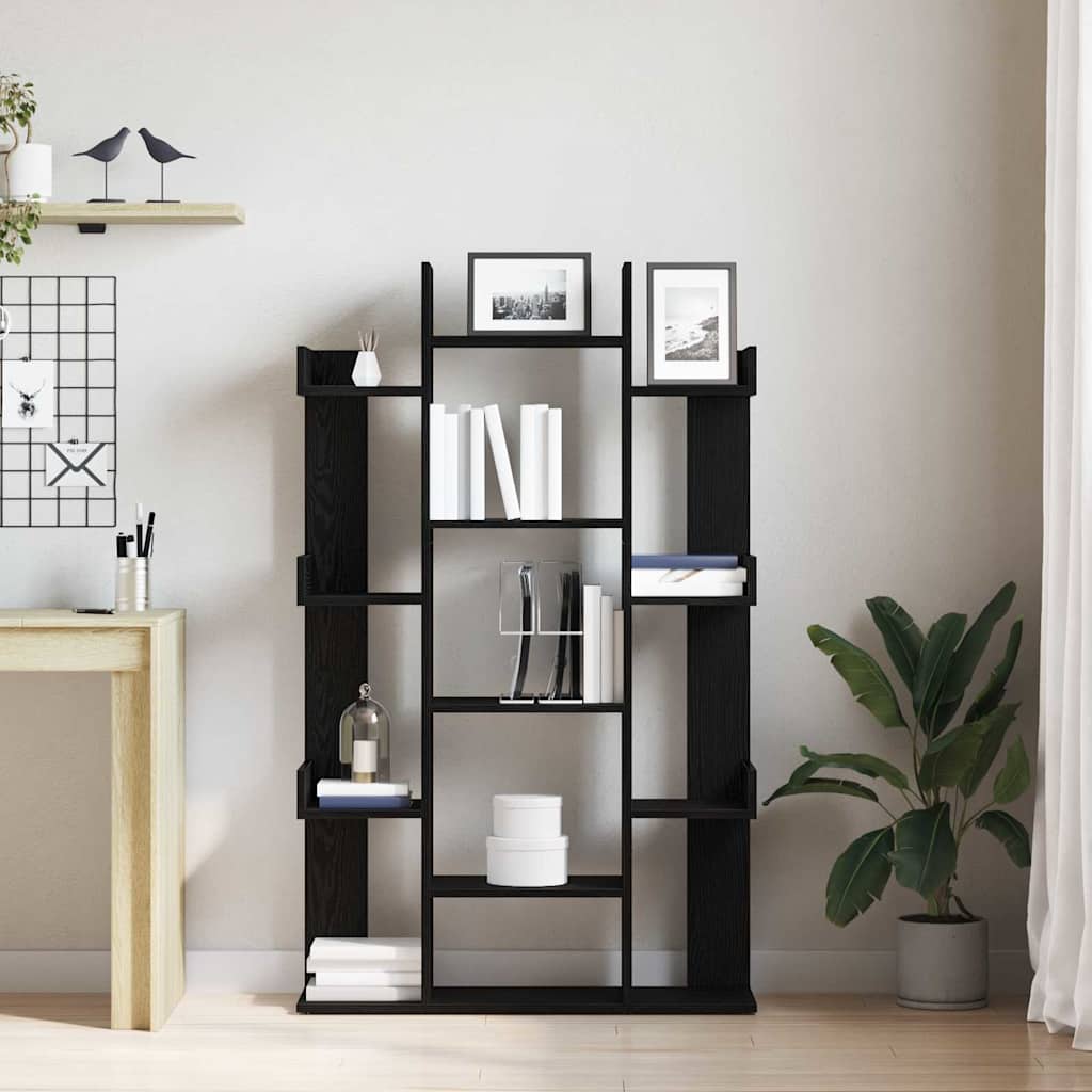 Βιβλιοθήκη Μαύρη Οξυά 86 x 25,5 x 140 εκ Επεξεργασμένο ξύλο