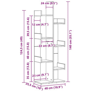 Βιβλιοθήκη 8 επιπέδων 48 x 25,5 x 140 εκ Επεξεργασμένο Ξύλο