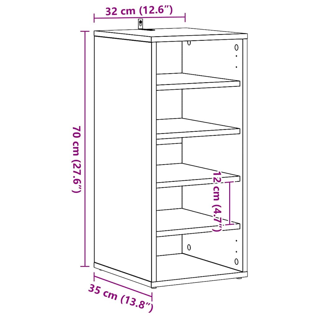 Ντουλάπα Παπουτσιών με ράφι Μαύρη Οξυά 32 x 35 x 70 εκ - Pakobazaar