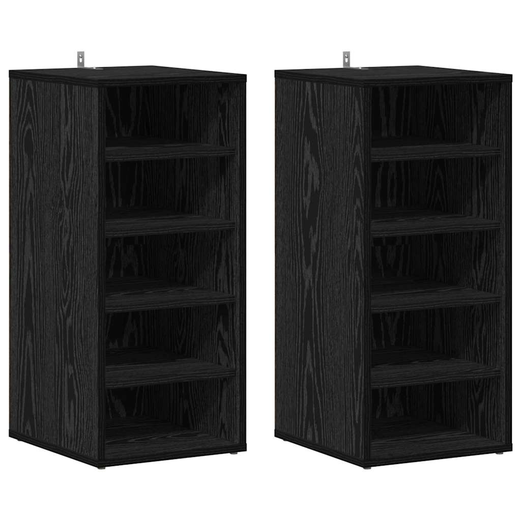Ντουλάπα Παπουτσιών με ράφι 2 pcs Μαύρη Οξυά 32 x 35 x 70 εκ