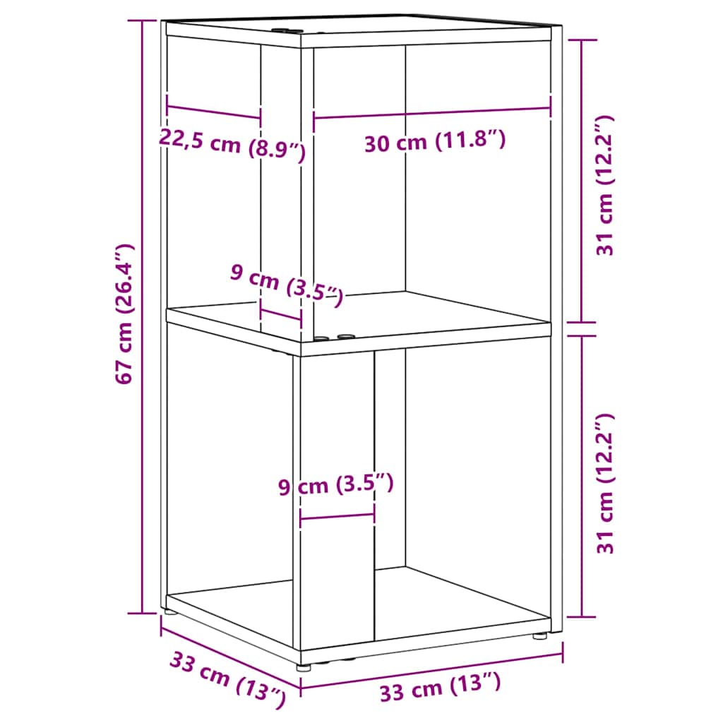 Γωνιακά ράφια Μαύρη Οξυά 33 x 33 x 67 cm Επεξεργασμένο ξύλο - Pakobazaar