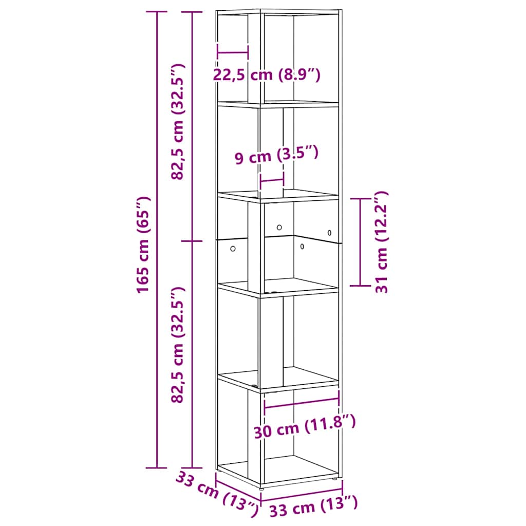 Γωνιακά ράφια Μαύρη Οξυά 33 x 33 x 164,5 cm Επεξεργασμένο ξύλο - Pakobazaar