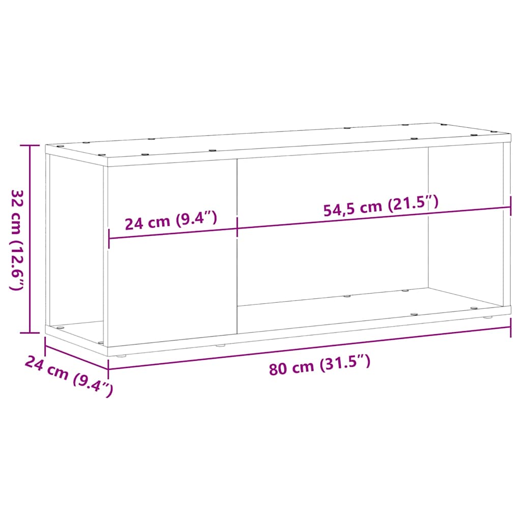 Σετ επίπλου τηλεόρασης Επιτοίχιο Μαύρη Οξυά 80 x 24 x 32 cm - Pakobazaar