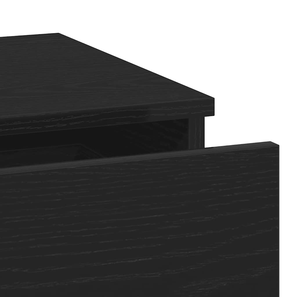 Κομοδίνο 2 pcs Μαύρη Οξυά 40 x 35 x 65 εκ. Επεξεργασμένο ξύλο