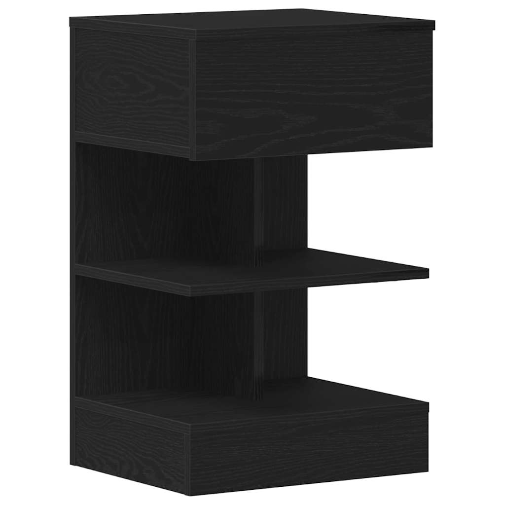 Κομοδίνο 2 pcs Μαύρη Οξυά 40 x 35 x 65 εκ. Επεξεργασμένο ξύλο