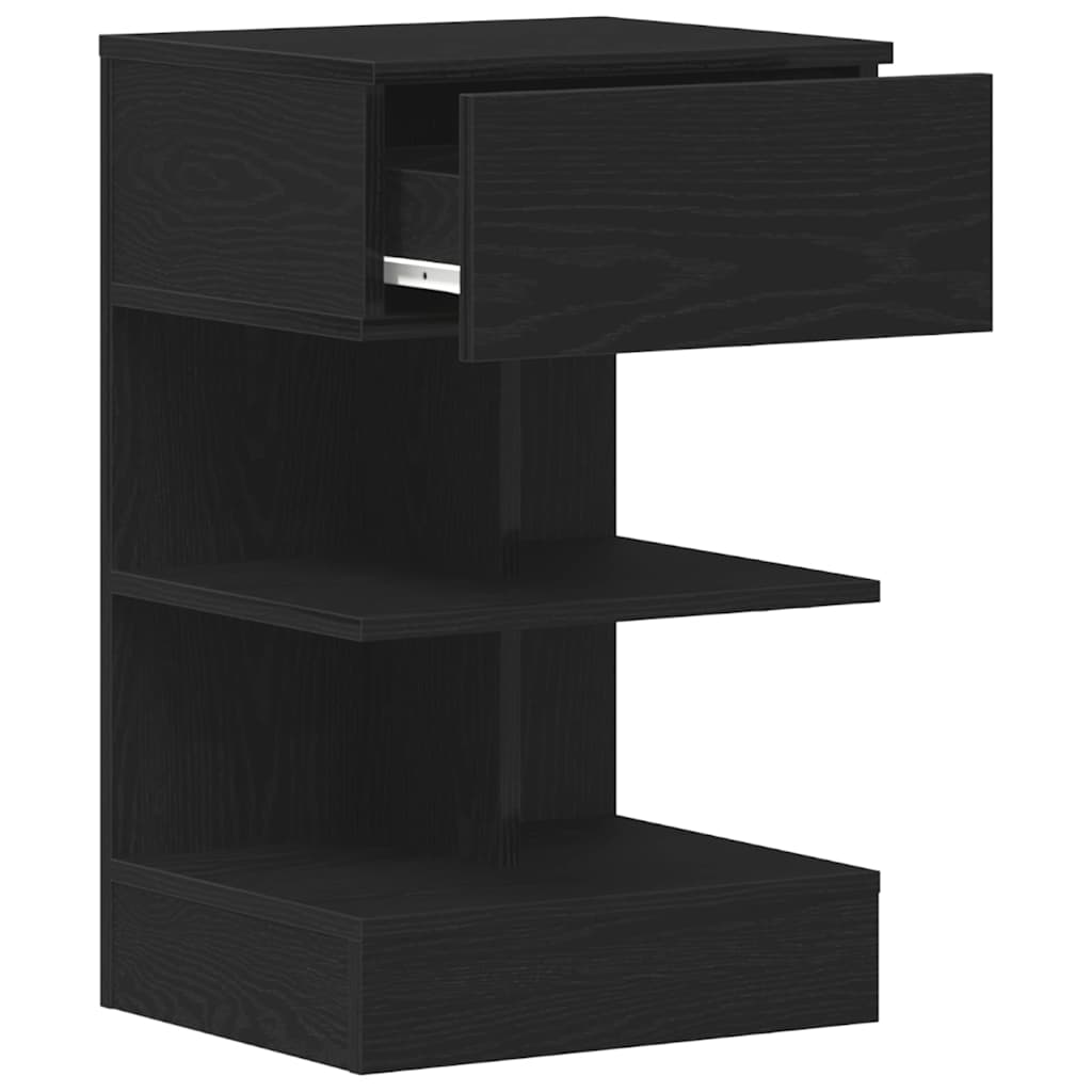 Κομοδίνο 2 pcs Μαύρη Οξυά 40 x 35 x 65 εκ. Επεξεργασμένο ξύλο