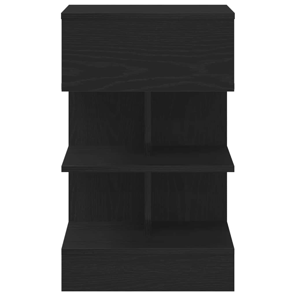 Κομοδίνο 2 pcs Μαύρη Οξυά 40 x 35 x 65 εκ. Επεξεργασμένο ξύλο