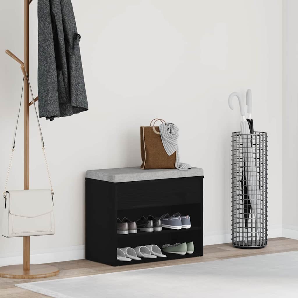 Πάγκος για παπούτσια με ράφι Μαύρη Οξυά 60 x 30 x 45 cm