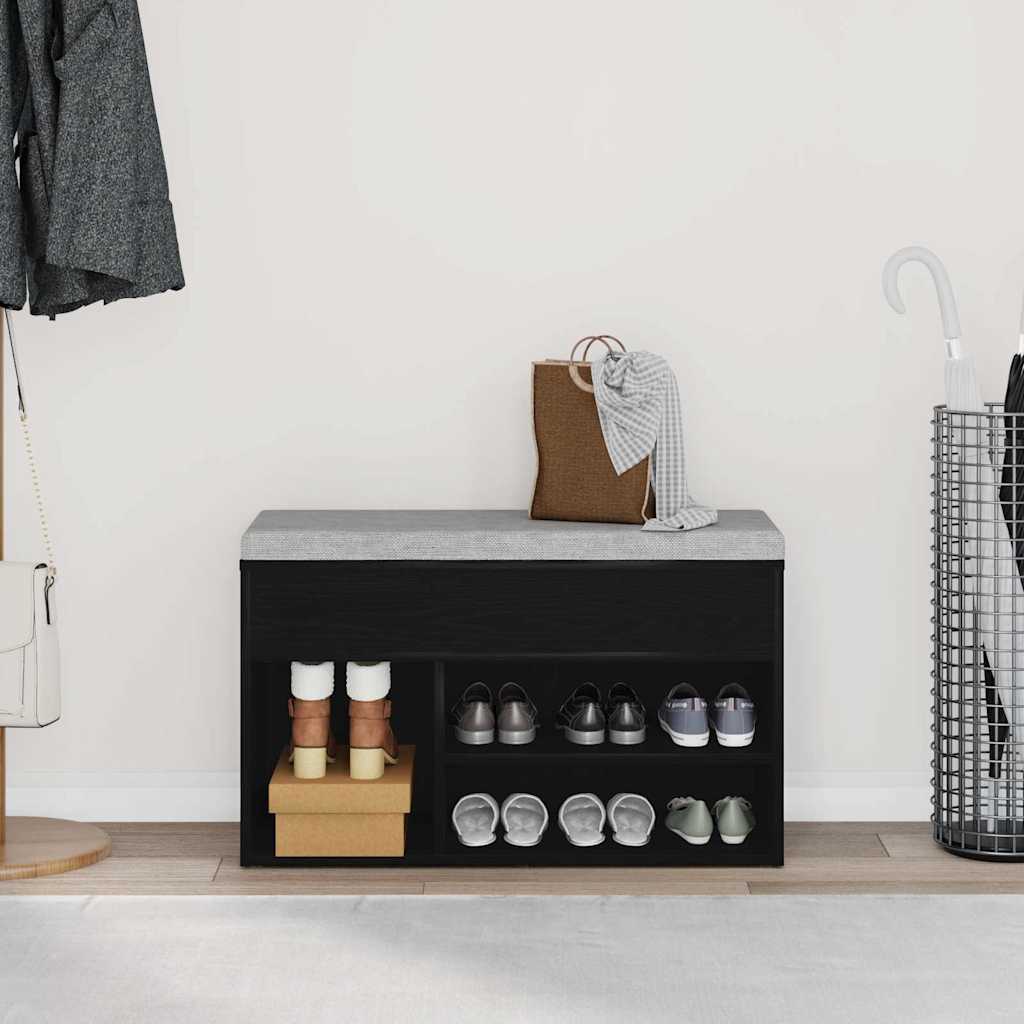 Πάγκος για παπούτσια με ράφι Μαύρη Οξυά 80 x 30 x 45 cm