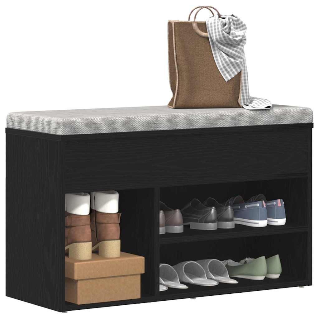 Πάγκος για παπούτσια με ράφι Μαύρη Οξυά 80 x 30 x 45 cm