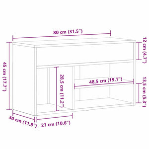 Πάγκος για παπούτσια 80 x 30 x 45 cm Επεξεργασμένο Ξύλο