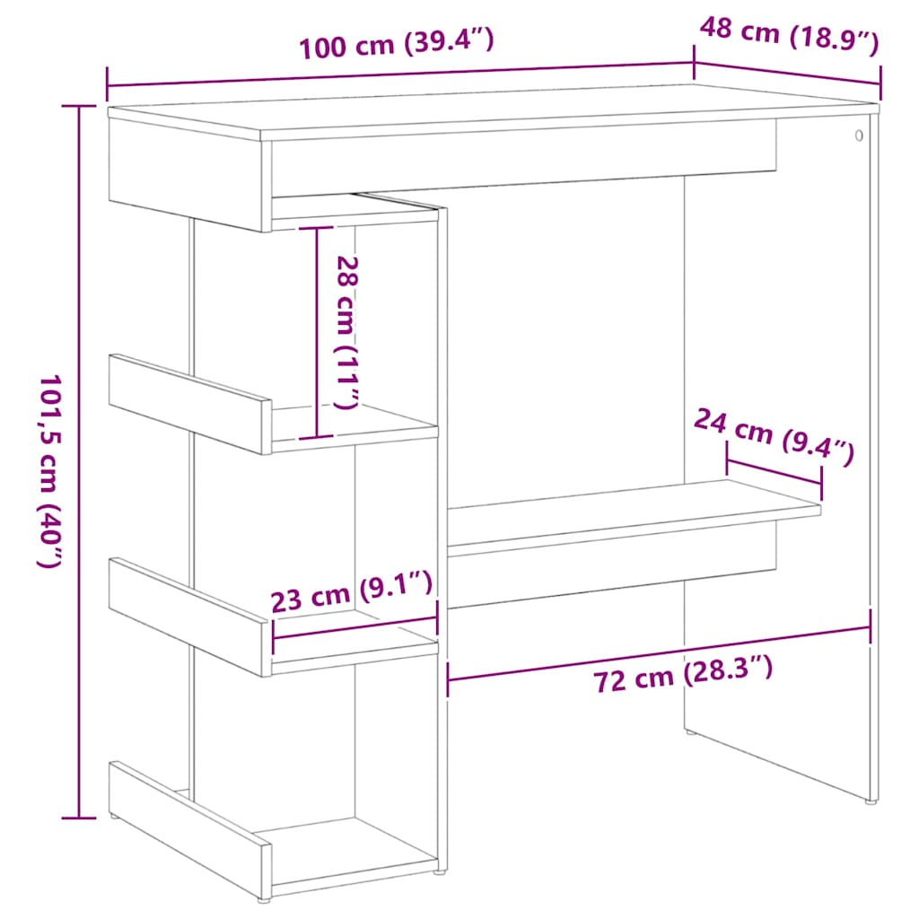 Τραπέζι μπαρ Μαύρη Οξυά 100 x 48 x 101,5 εκ. Επεξεργασμένο ξύλο - Pakobazaar