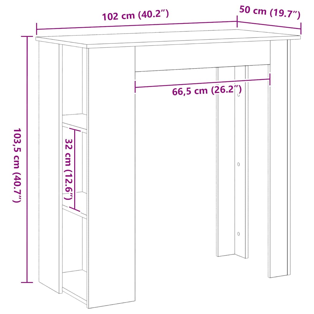 Τραπέζι μπαρ Μαύρη Οξυά 102 x 50 x 103,5 εκ. Επεξεργασμένο ξύλο