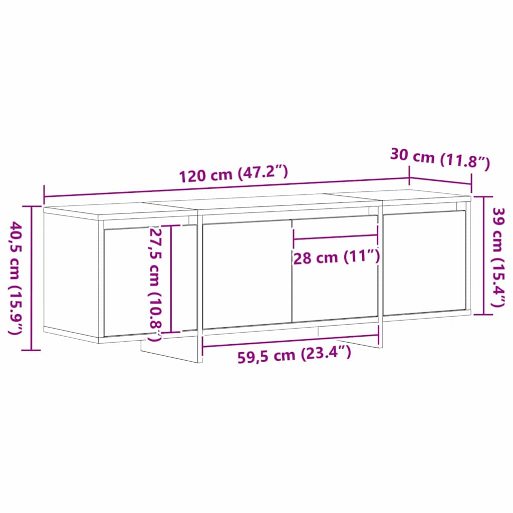 Ντουλάπι TV Μαύρη Οξυά 120 x 30 x 40,5 εκ. Επεξεργασμένο ξύλο - Pakobazaar