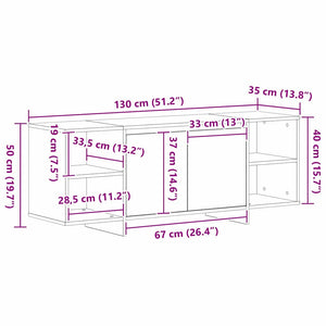 Ντουλάπι TV 130 x 35 x 50 εκ Μαύρη Δρυς Επεξεργασμένο Ξύλο