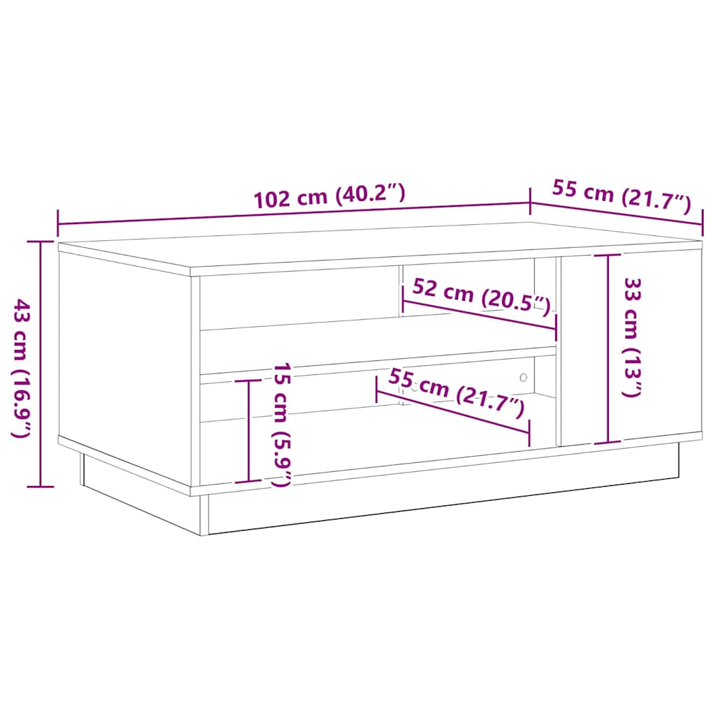 Τραπεζάκι σαλονιού Μαύρη Οξυά 102 x 55 x 43 cm - Pakobazaar