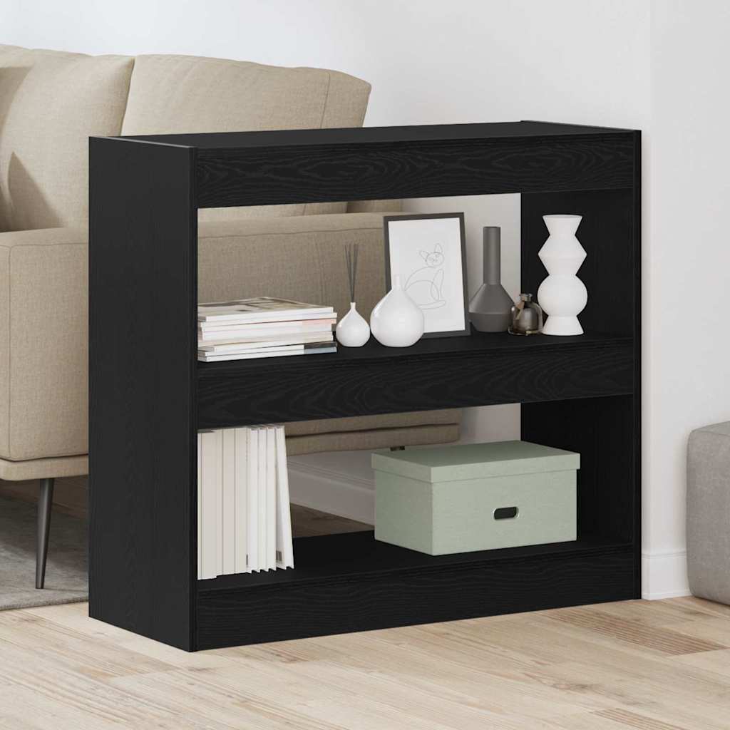 Βιβλιοθήκη 2 pcs Μαύρη Οξυά 80 x 30 x 72 εκ Επεξεργασμένο ξύλο