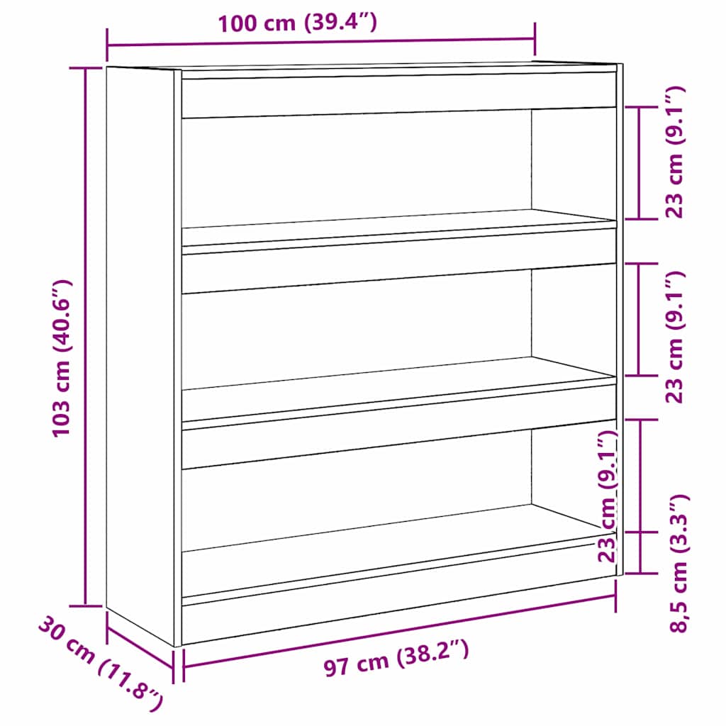 Βιβλιοθήκη artisan δρυς 100 x 30 x 103 εκ. Επεξεργασμένο ξύλο - Pakobazaar