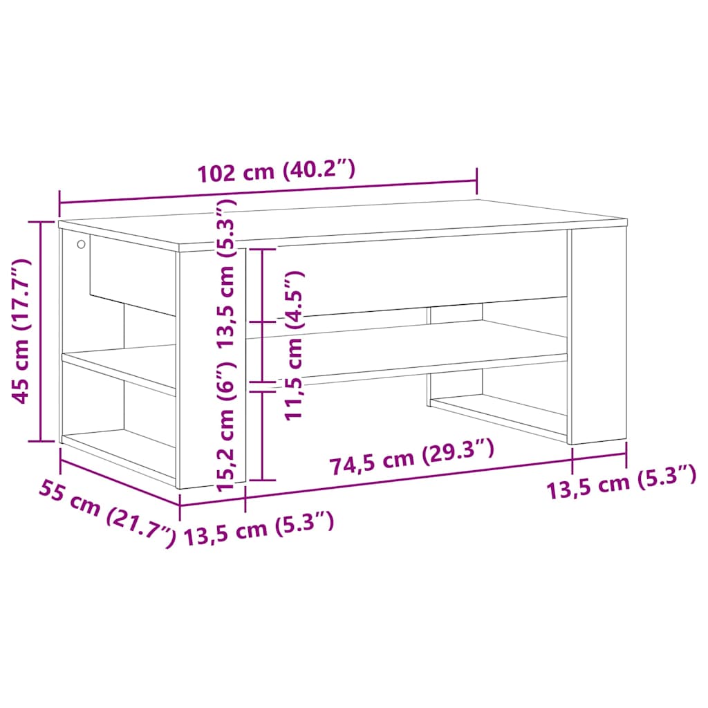 Τραπεζάκι σαλονιού Μαύρη Οξυά 102 x 55 x 45 εκ. - Pakobazaar