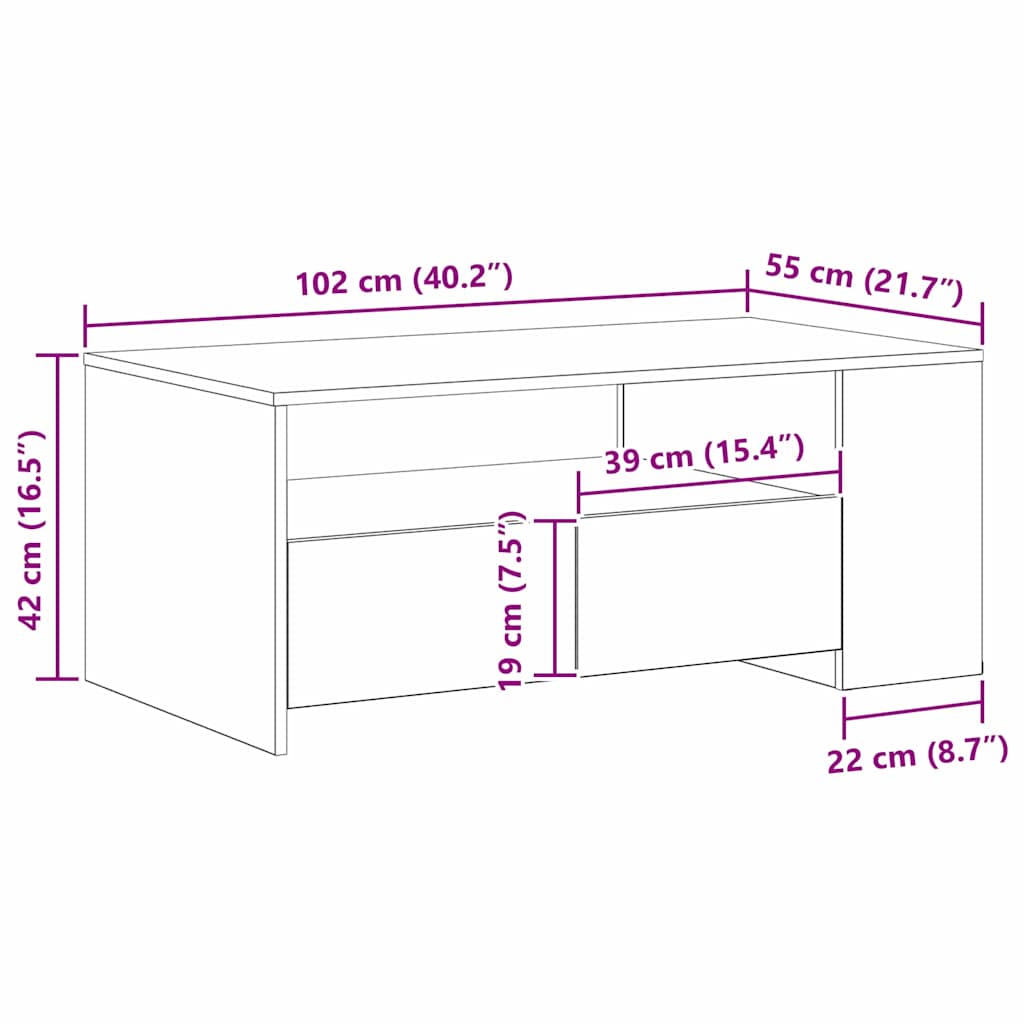 Τραπεζάκι σαλονιού με συρτάρι Artisan Oak 102 x 55 x 43,5 εκ. - Pakobazaar