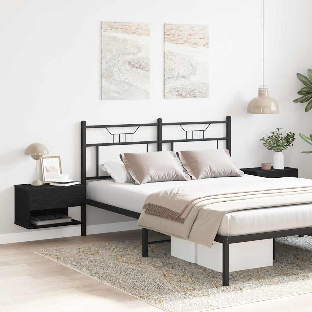 Κομοδίνο 2 pcs Μαύρη Οξυά 46 x 30 x 30 εκ Επεξεργασμένο ξύλο