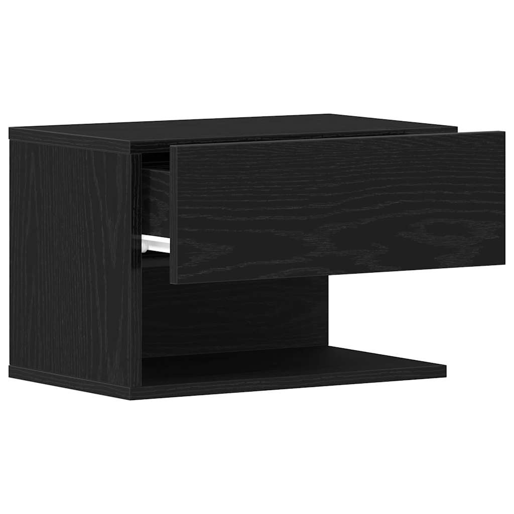 Κομοδίνο 2 pcs Μαύρη Οξυά 46 x 30 x 30 εκ Επεξεργασμένο ξύλο