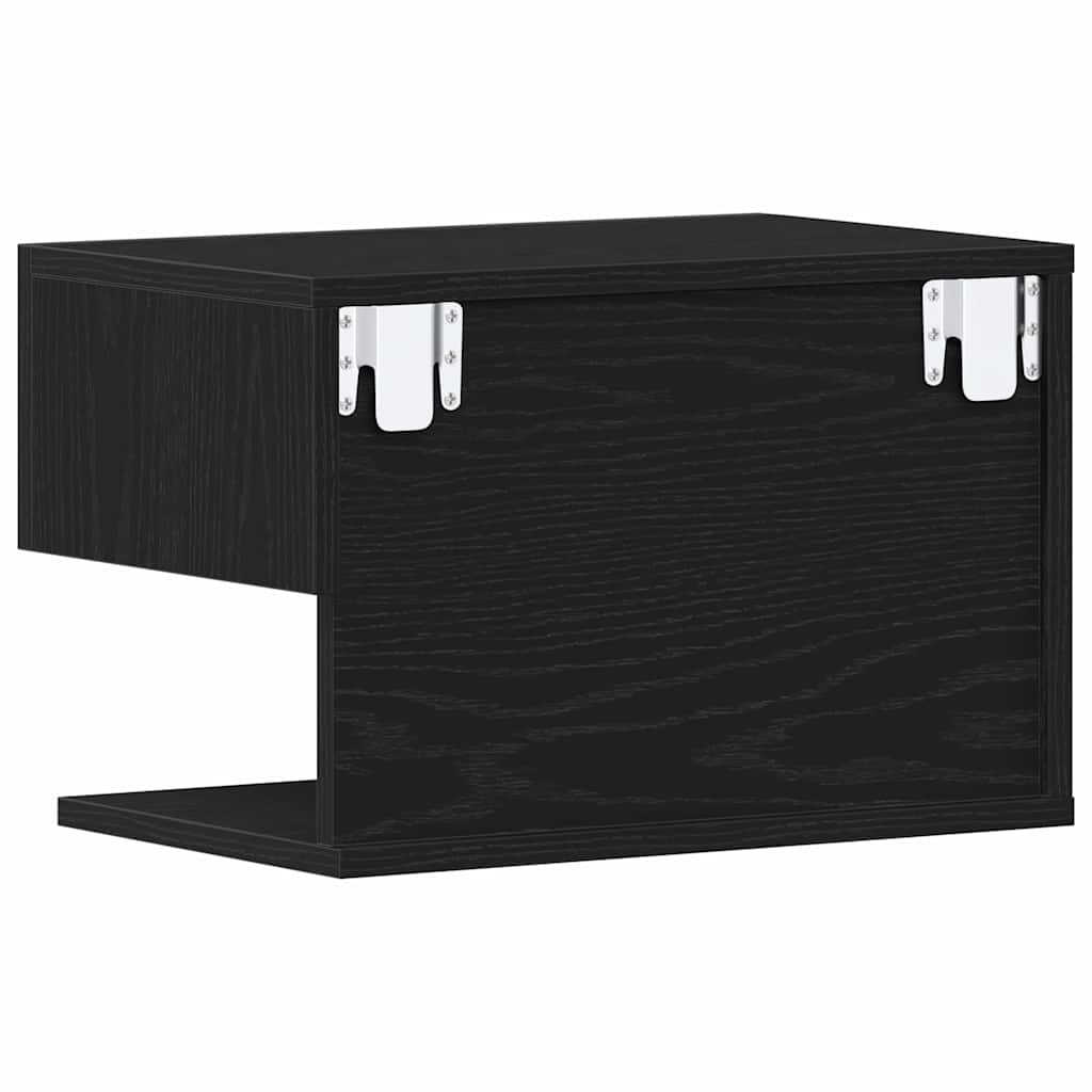 Κομοδίνο 2 pcs Μαύρη Οξυά 46 x 30 x 30 εκ Επεξεργασμένο ξύλο
