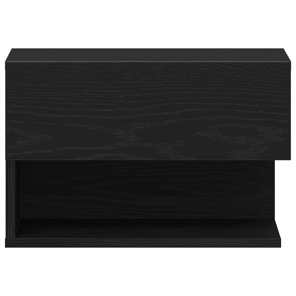 Κομοδίνο 2 pcs Μαύρη Οξυά 46 x 30 x 30 εκ Επεξεργασμένο ξύλο
