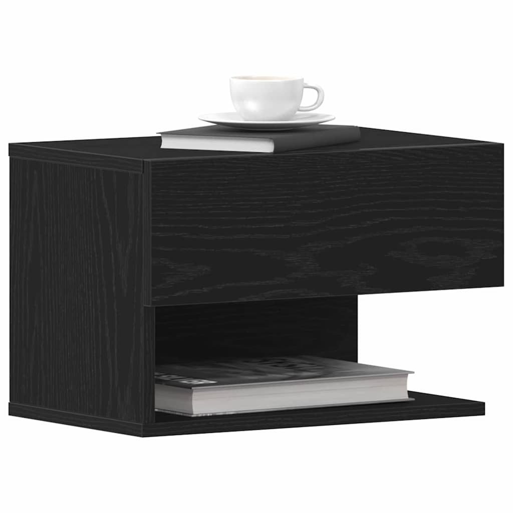 Κομοδίνο 2 pcs Μαύρη Οξυά 46 x 30 x 30 εκ Επεξεργασμένο ξύλο