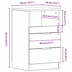 Κομοδίνο Μαύρη Οξυά 40 x 35 x 65 εκ. Επεξεργασμένο Ξύλο