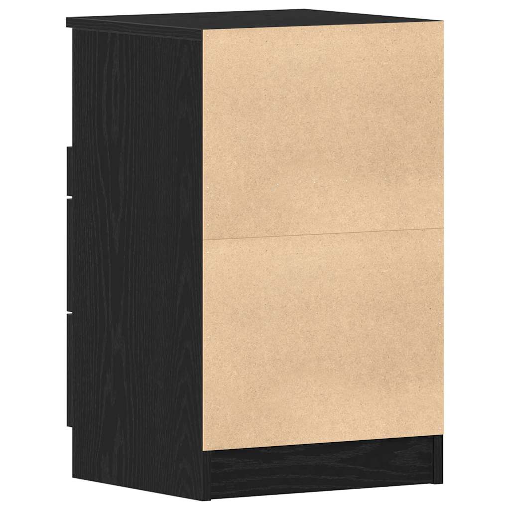 Κομοδίνο 2 pcs Μαύρη Οξυά 40 x 35 x 65 εκ. Επεξεργασμένο ξύλο