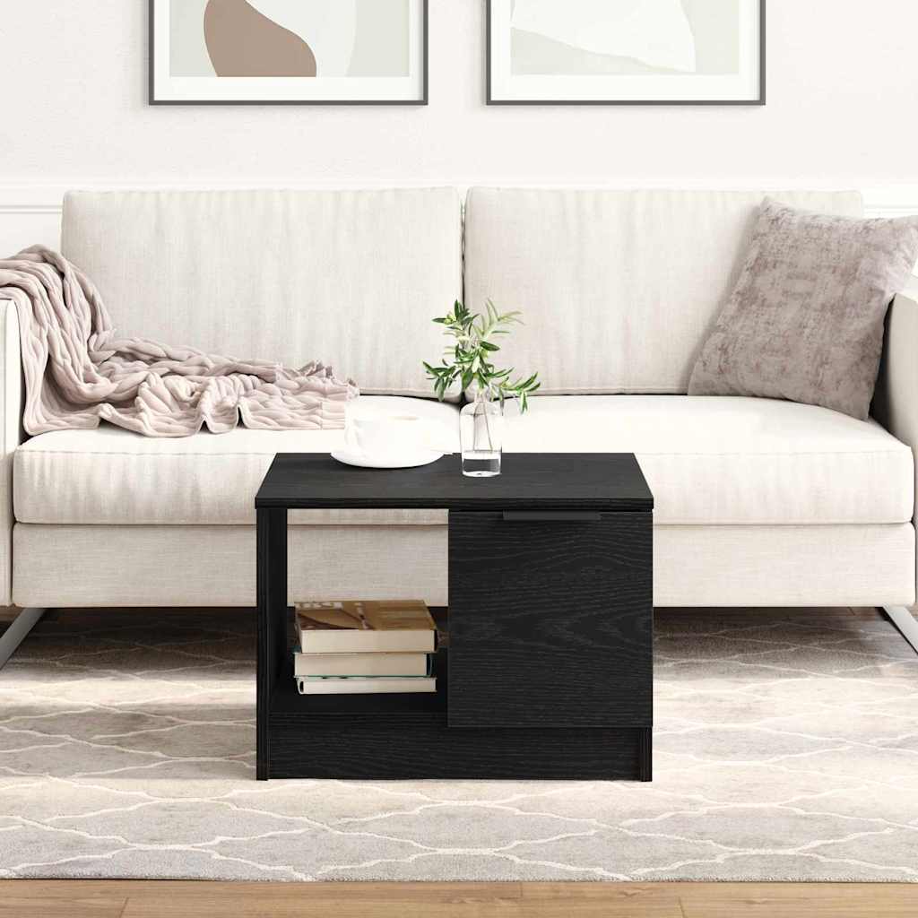 Τραπεζάκι σαλονιού with Drawer Μαύρη δρυς 50 x 50 x 36 εκ.