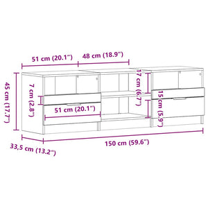 Ντουλάπι TV 150 x 33,5 x 45 εκ. Μαύρη Οξυά Επεξεργασμένο Ξύλο