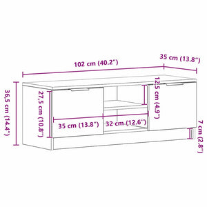 Ντουλάπι TV Μαύρη Οξυά 102 x 32 x 35.5 εκ Επεξεργασμένο ξύλο - Pakobazaar