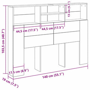 Κρεβάτι με Κεφαλάρι με ράφι Μαύρη Οξυά 140 x 19 x 103,5 cm - Pakobazaar
