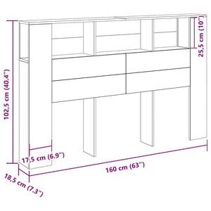 Κρεβάτι με Κεφαλάρι με ράφι Μαύρη Οξυά 120 x 18.5 x 102.5 εκ - Pakobazaar