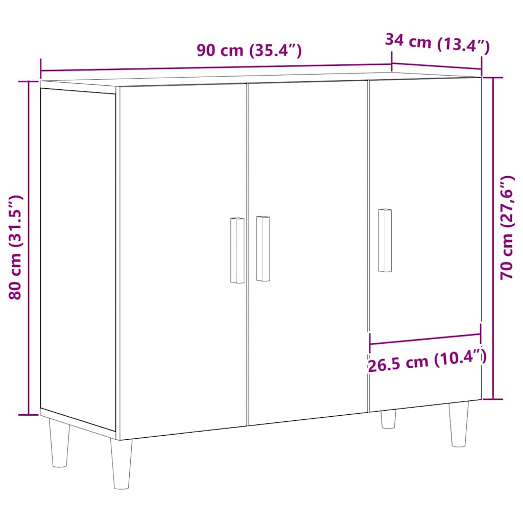 Πλαϊνό γραφείο Μαύρη Οξυά 90 x 34 x 80 εκ. Επεξεργασμένο ξύλο - Pakobazaar